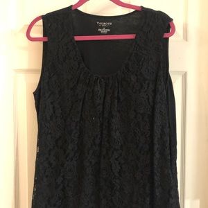 2x Talbots black tank front lace overlay
